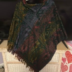 Paisley wool like poncho